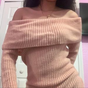 Fold over pink sweater